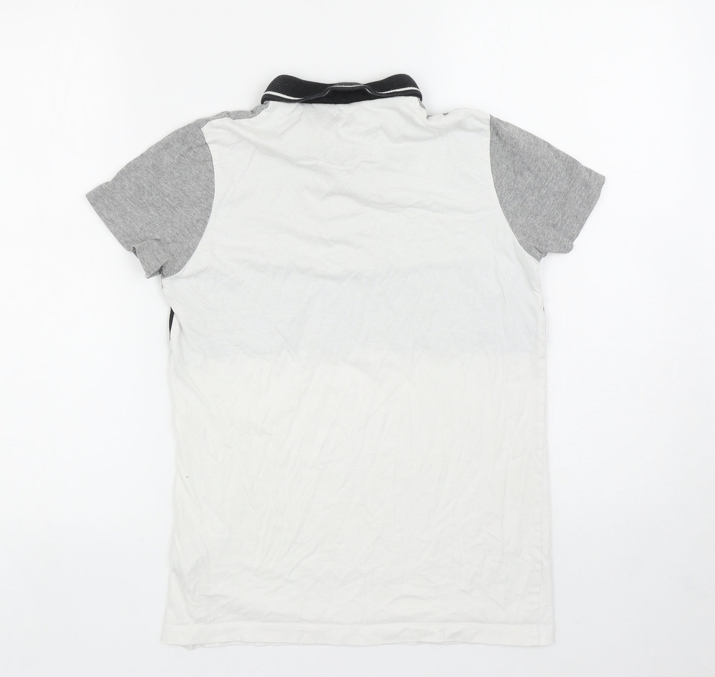 Primark Boys Grey Colourblock Cotton Basic Polo Size 11-12 Years Collared Button