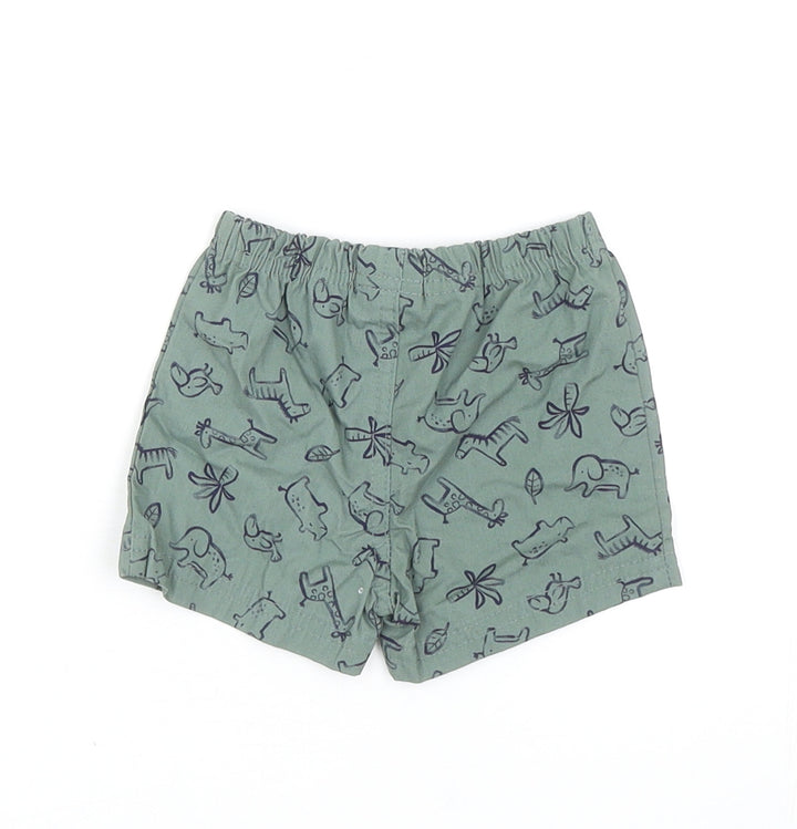 Carters Baby Green Geometric Cotton Cropped Trousers Size 0-3 Months Pullover - Inside Leg: 3 Cm Size 3 Months, Animal Print