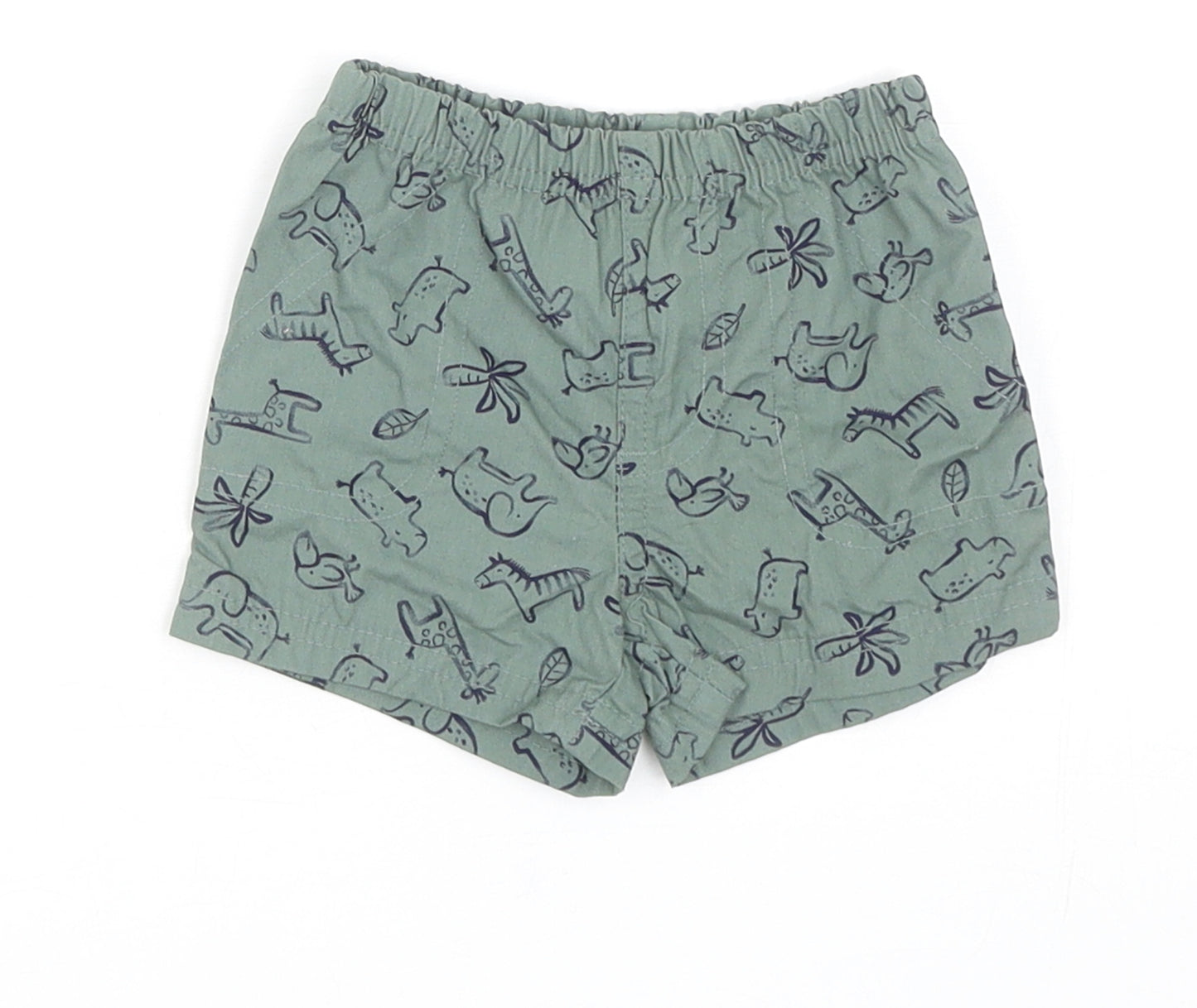 Carters Baby Green Geometric Cotton Cropped Trousers Size 0-3 Months Pullover - Inside Leg: 3 Cm Size 3 Months, Animal Print