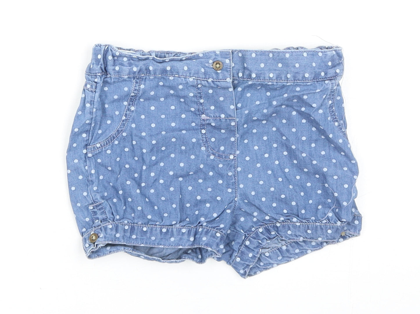 Primark Girls Blue Polka Dot Cotton Boyfriend Shorts Size 2 Years L3 in Regular - UK Size 12-36 Months