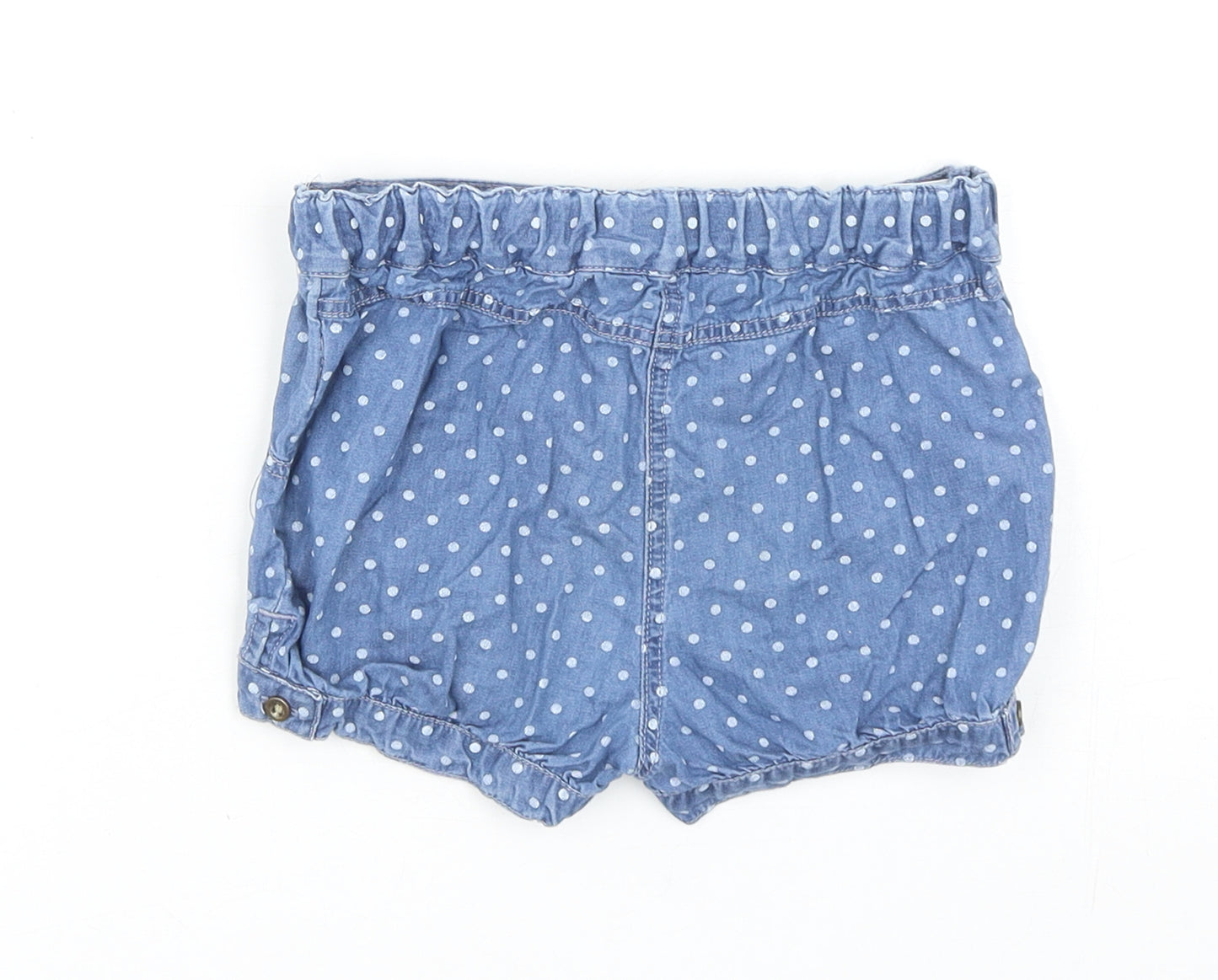 Primark Girls Blue Polka Dot Cotton Boyfriend Shorts Size 2 Years L3 in Regular - UK Size 12-36 Months
