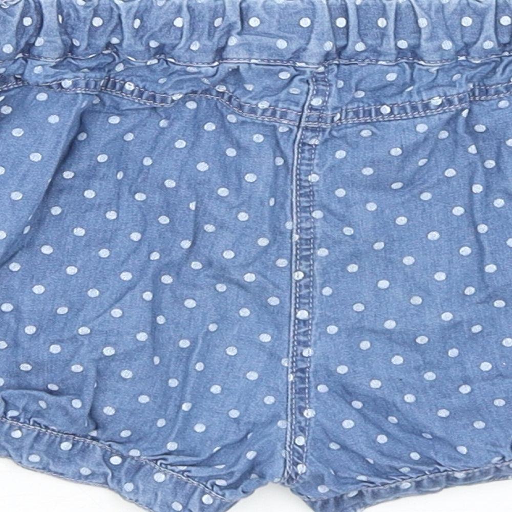 Primark Girls Blue Polka Dot Cotton Boyfriend Shorts Size 2 Years L3 in Regular - UK Size 12-36 Months