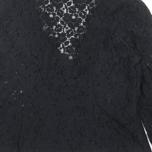 Red Herring Womens Black Floral Jacket Blazer Size 10 Button