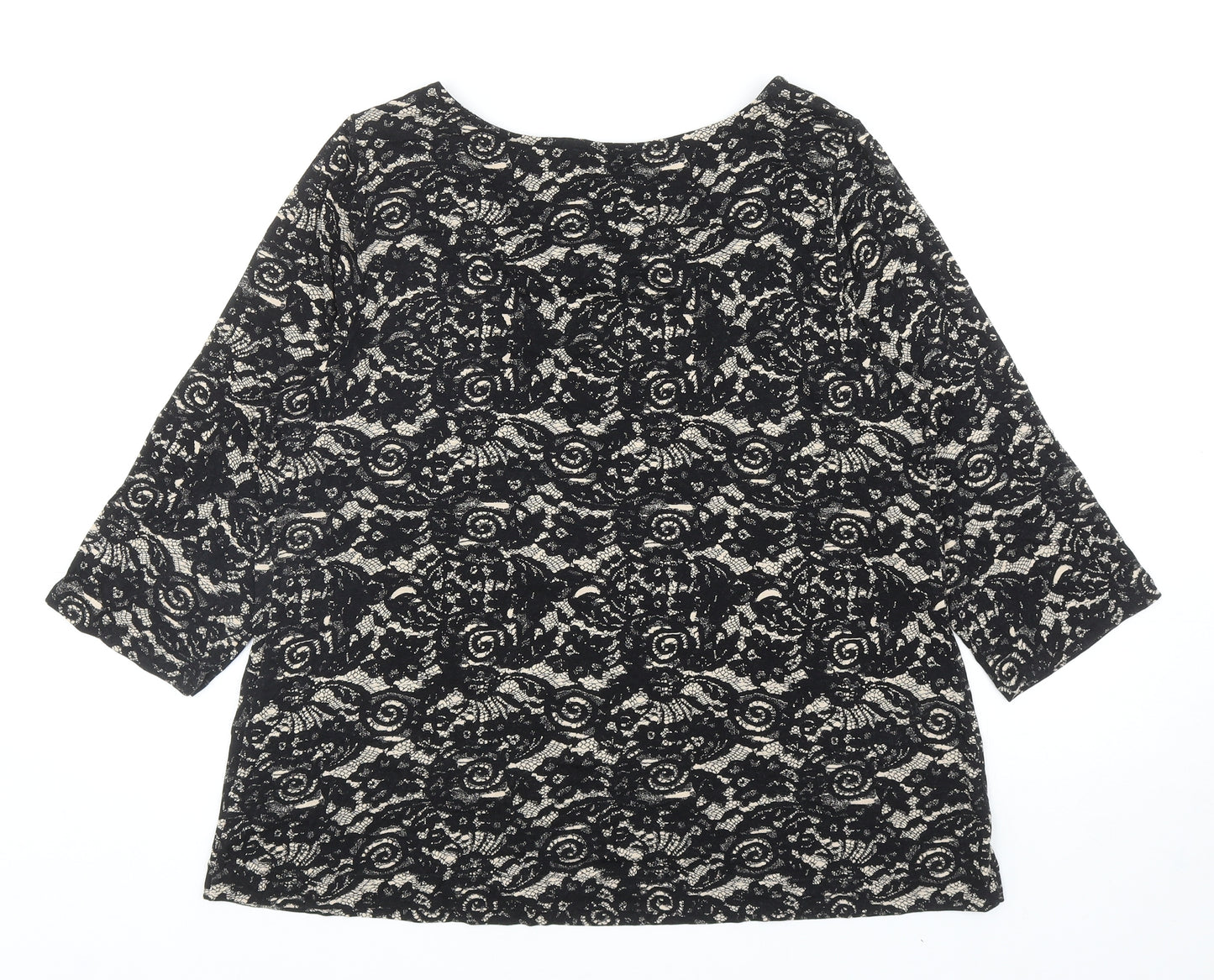 George Womens Black Floral Viscose Basic T-Shirt Size 18 Boat Neck - Lace Effect