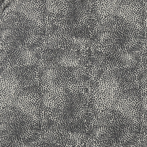 Alexara Womens Grey Animal Print Cotton Basic T-Shirt Size M Round Neck - Leopard Print Tie Detail, UK Size M/L
