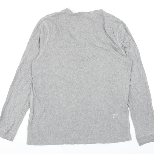 Jack Wills Mens Grey Cotton T-Shirt Size XL Henley