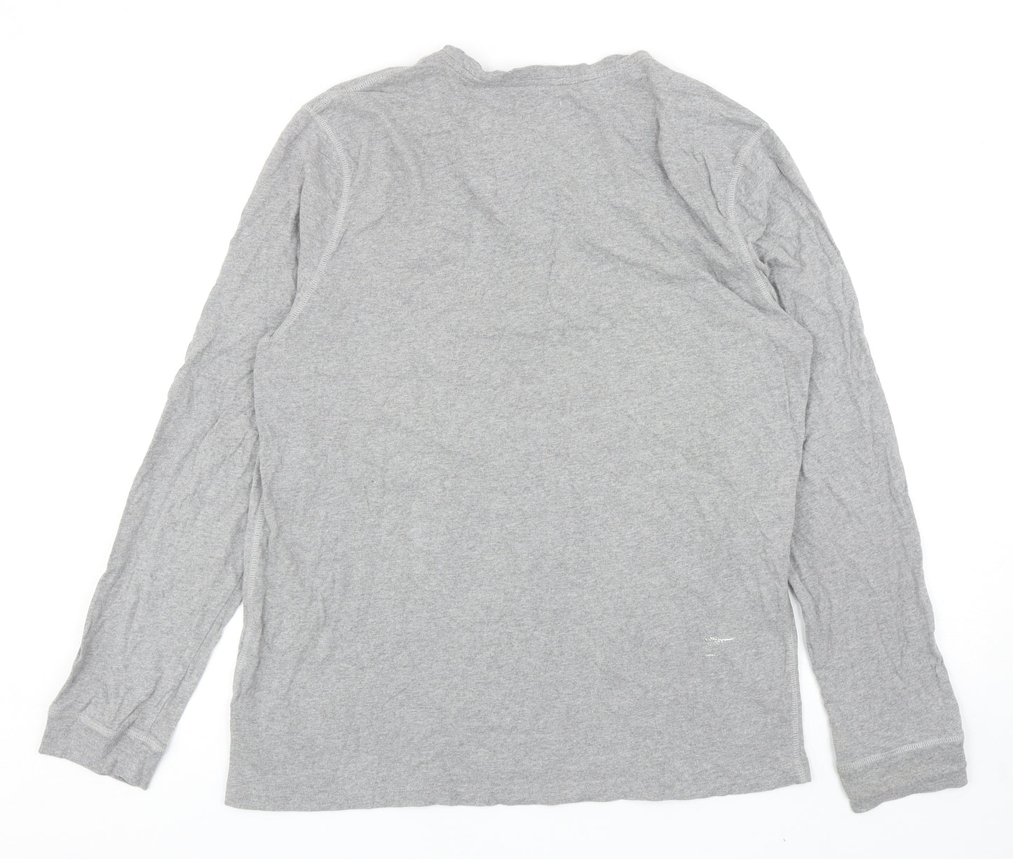 Jack Wills Mens Grey Cotton T-Shirt Size XL Henley