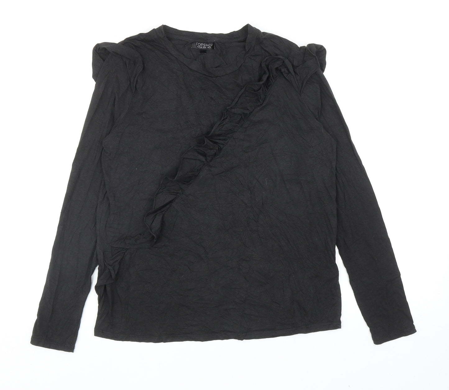 Topshop Womens Black Modal Basic T-Shirt Size 12 Round Neck