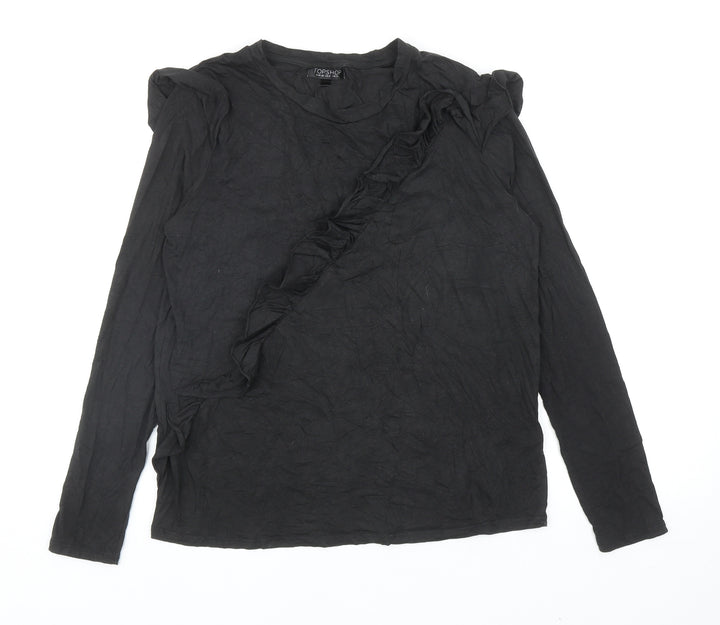 Topshop Womens Black Modal Basic T-Shirt Size 12 Round Neck