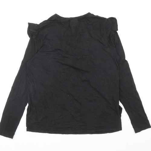 Topshop Womens Black Modal Basic T-Shirt Size 12 Round Neck