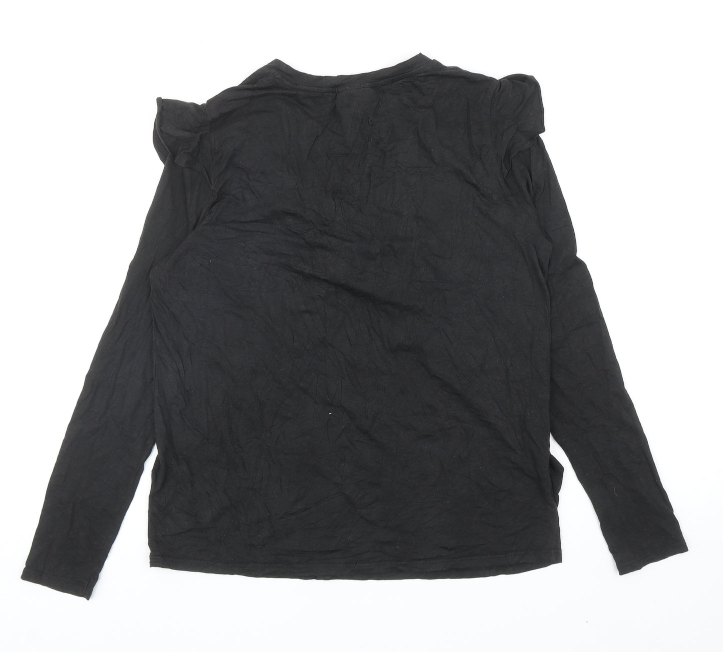 Topshop Womens Black Modal Basic T-Shirt Size 12 Round Neck