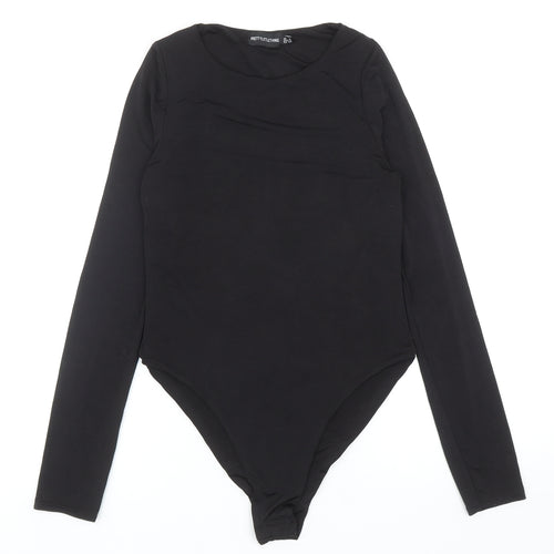 PRETTYLITTLETHING Womens Black Polyester Bodysuit One-Piece Size 8 L11 in Snap