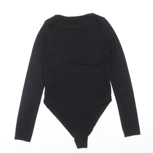 PRETTYLITTLETHING Womens Black Polyester Bodysuit One-Piece Size 8 L11 in Snap