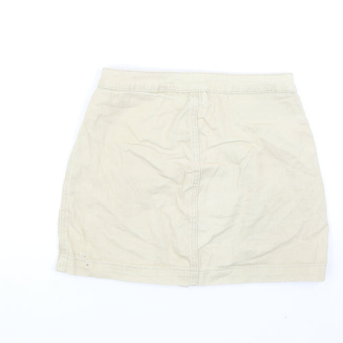 PRETTYLITTLETHING Womens Beige Cotton Mini Skirt Button
