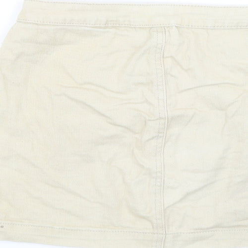 PRETTYLITTLETHING Womens Beige Cotton Mini Skirt Button
