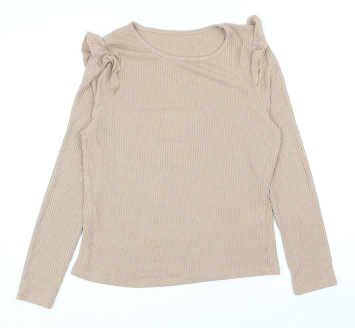 New Look Womens Beige Boat Neck Viscose Pullover Jumper Size 12