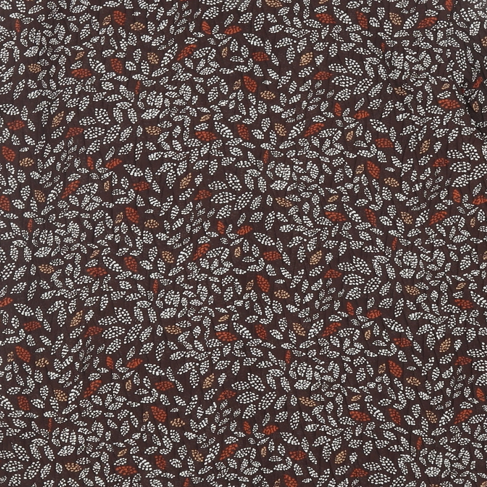 Bonmarché Womens Brown Geometric Polyester Basic Button-Up Size 16 Collared