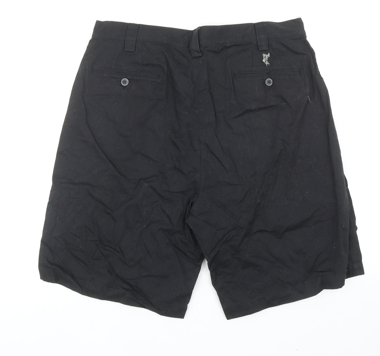 Ashworth Mens Black Cotton Chino Shorts Size 34 in L9 in Regular Zip
