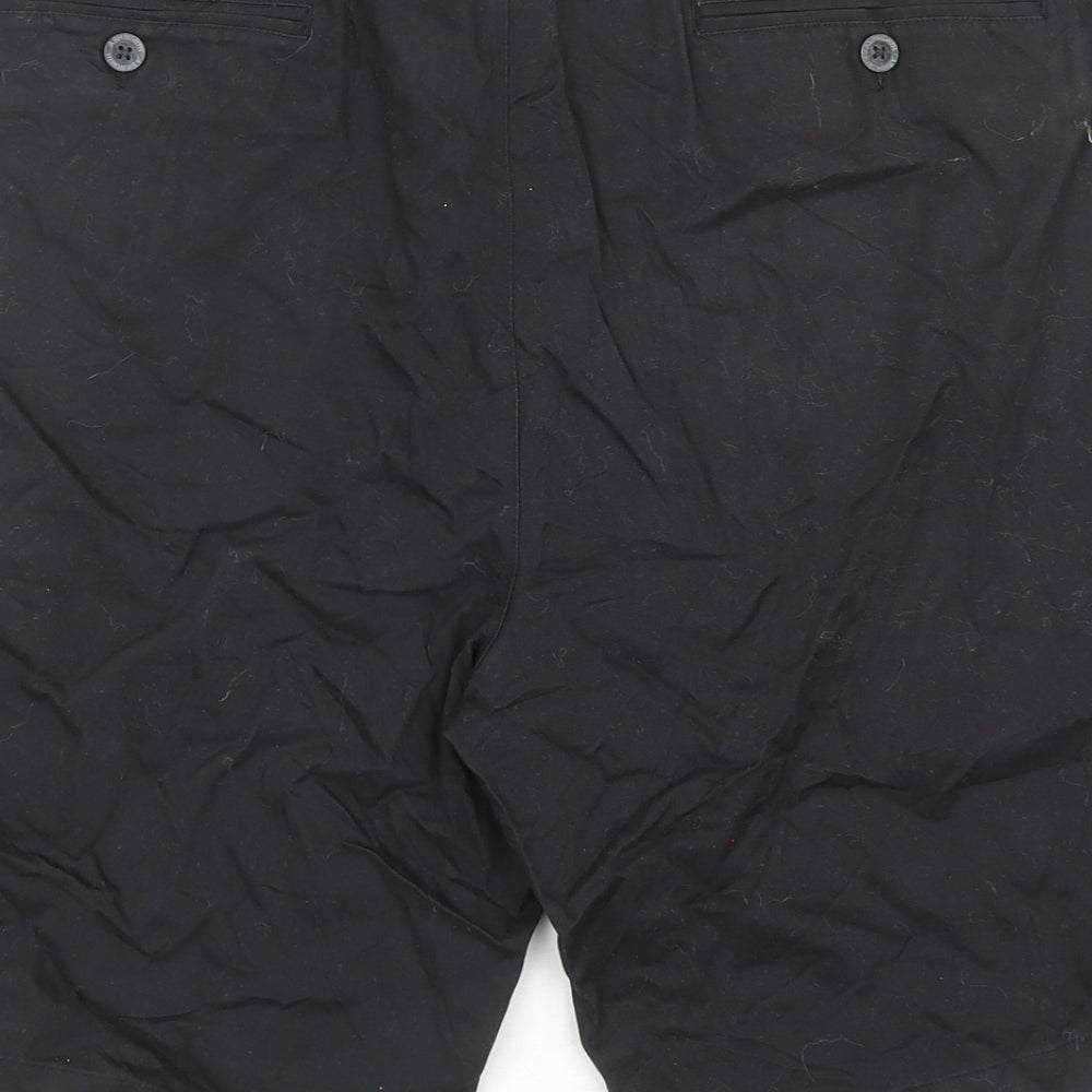 Ashworth Mens Black Cotton Chino Shorts Size 34 in L9 in Regular Zip
