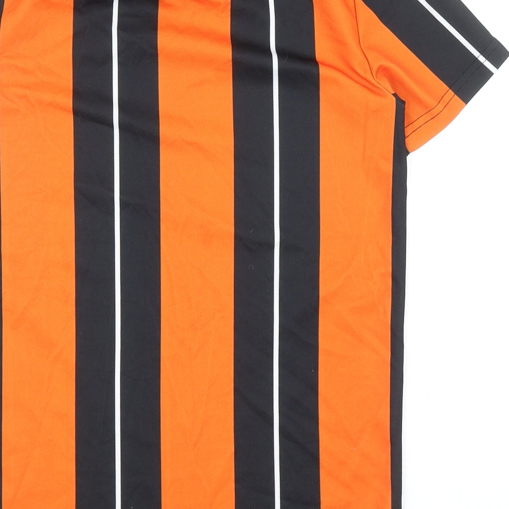 DFND Mens Orange Striped Polyester T-Shirt Size XS Mock Neck