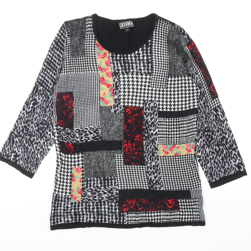 Casamia Womens Multicoloured Round Neck Geometric Viscose Pullover Jumper Size S
