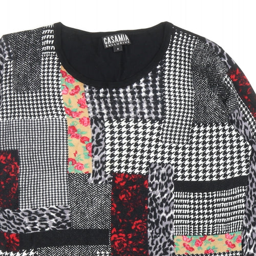 Casamia Womens Multicoloured Round Neck Geometric Viscose Pullover Jumper Size S