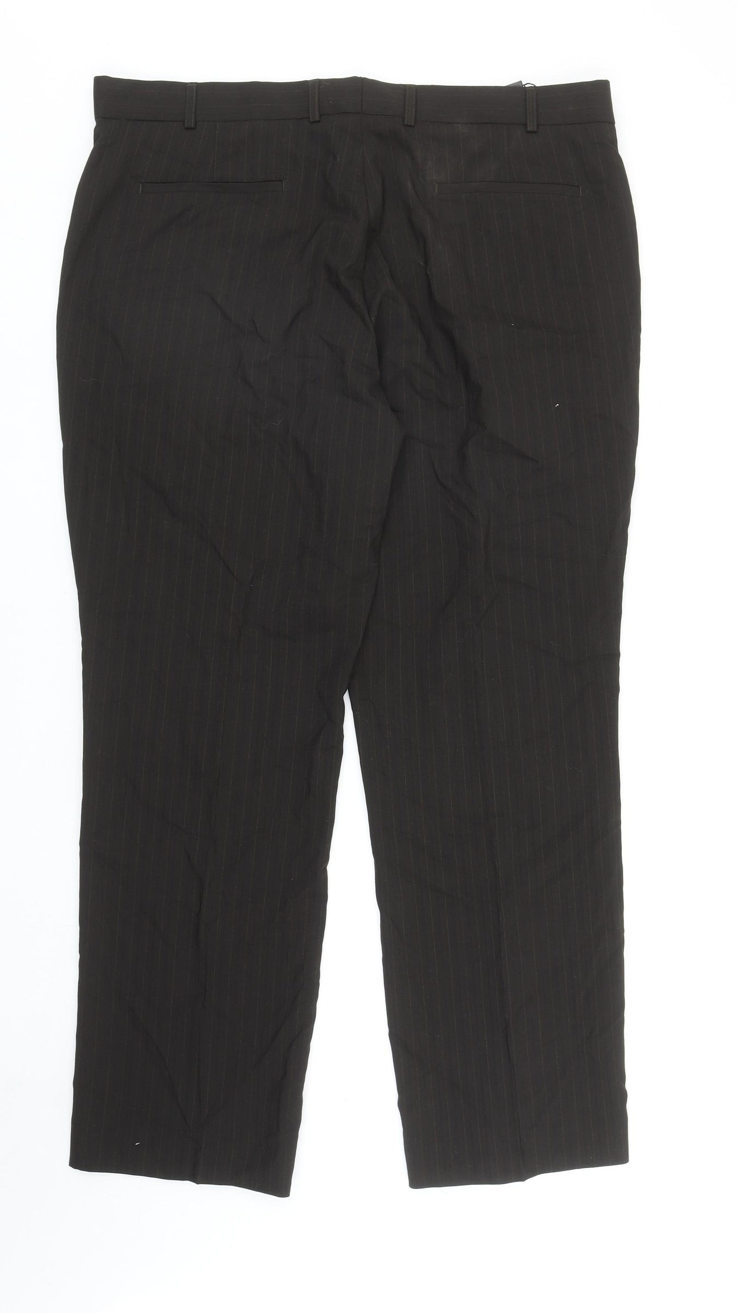 F&F Mens Brown Striped Wool Dress Pants Trousers Size 40 in L30 in Regular Zip