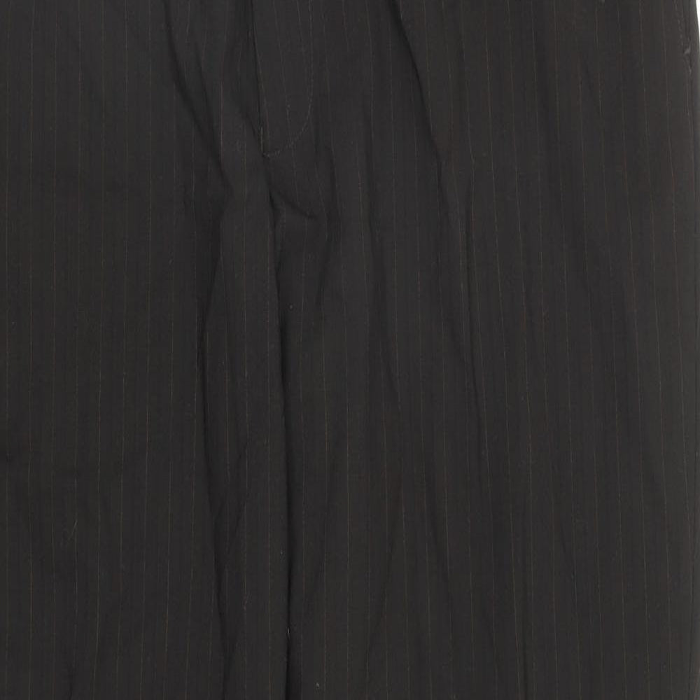 F&F Mens Brown Striped Wool Dress Pants Trousers Size 40 in L30 in Regular Zip