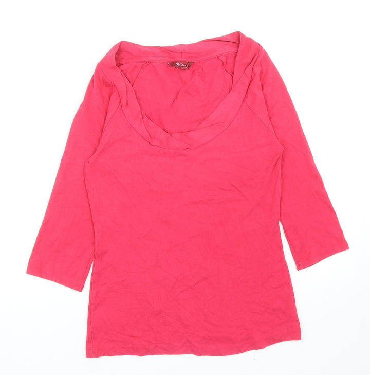 Monsoon Womens Pink Cotton Basic T-Shirt Size 10 Scoop Neck