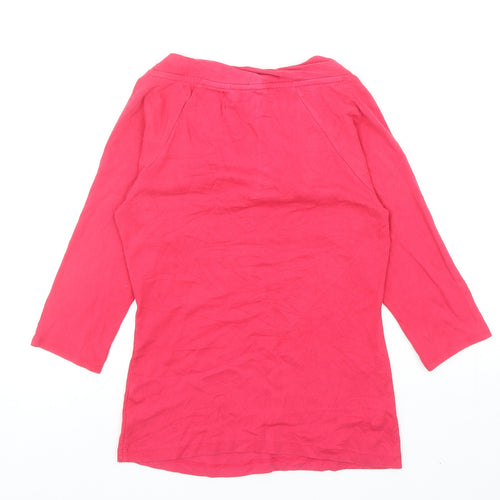 Monsoon Womens Pink Cotton Basic T-Shirt Size 10 Scoop Neck