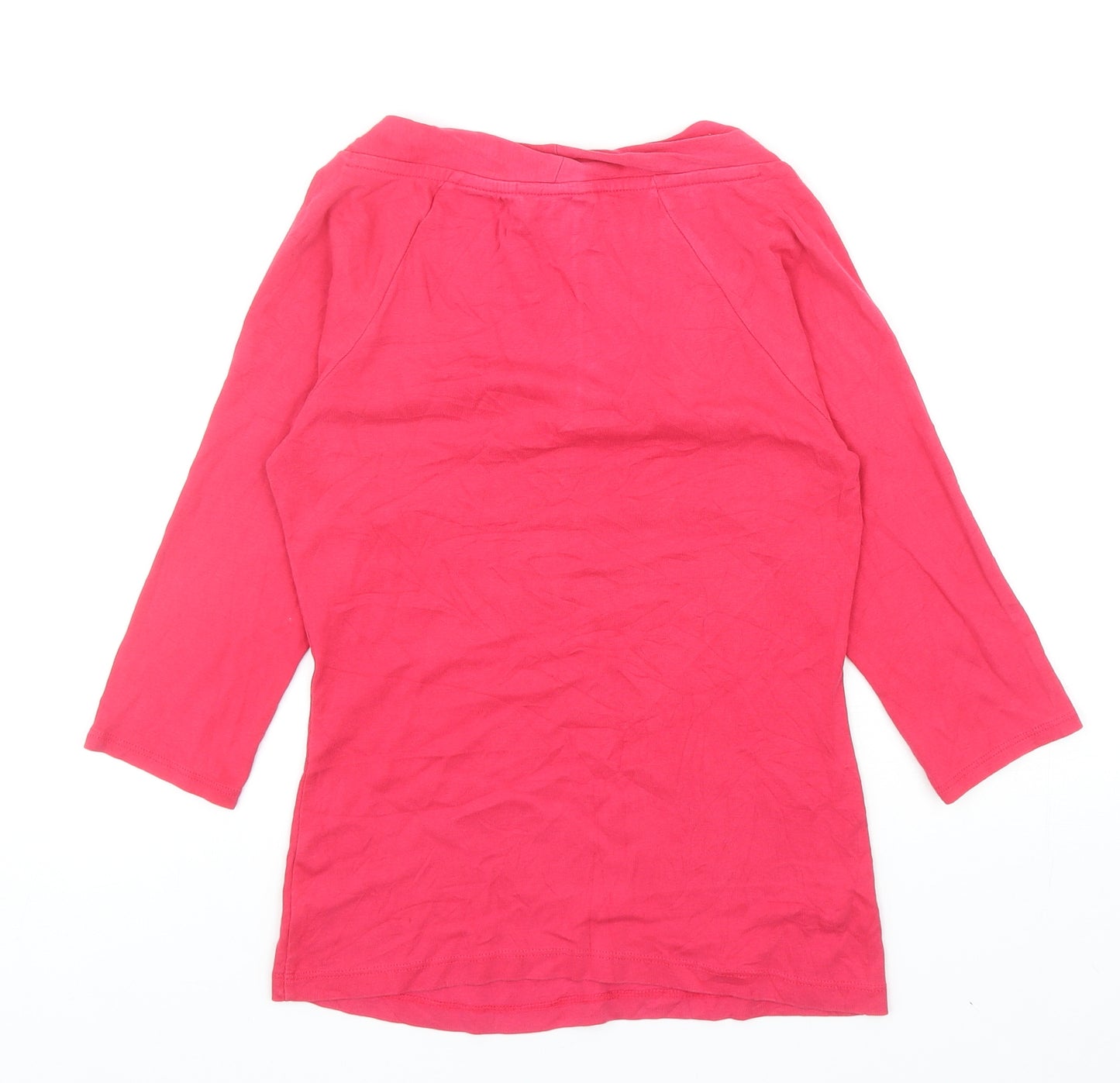 Monsoon Womens Pink Cotton Basic T-Shirt Size 10 Scoop Neck