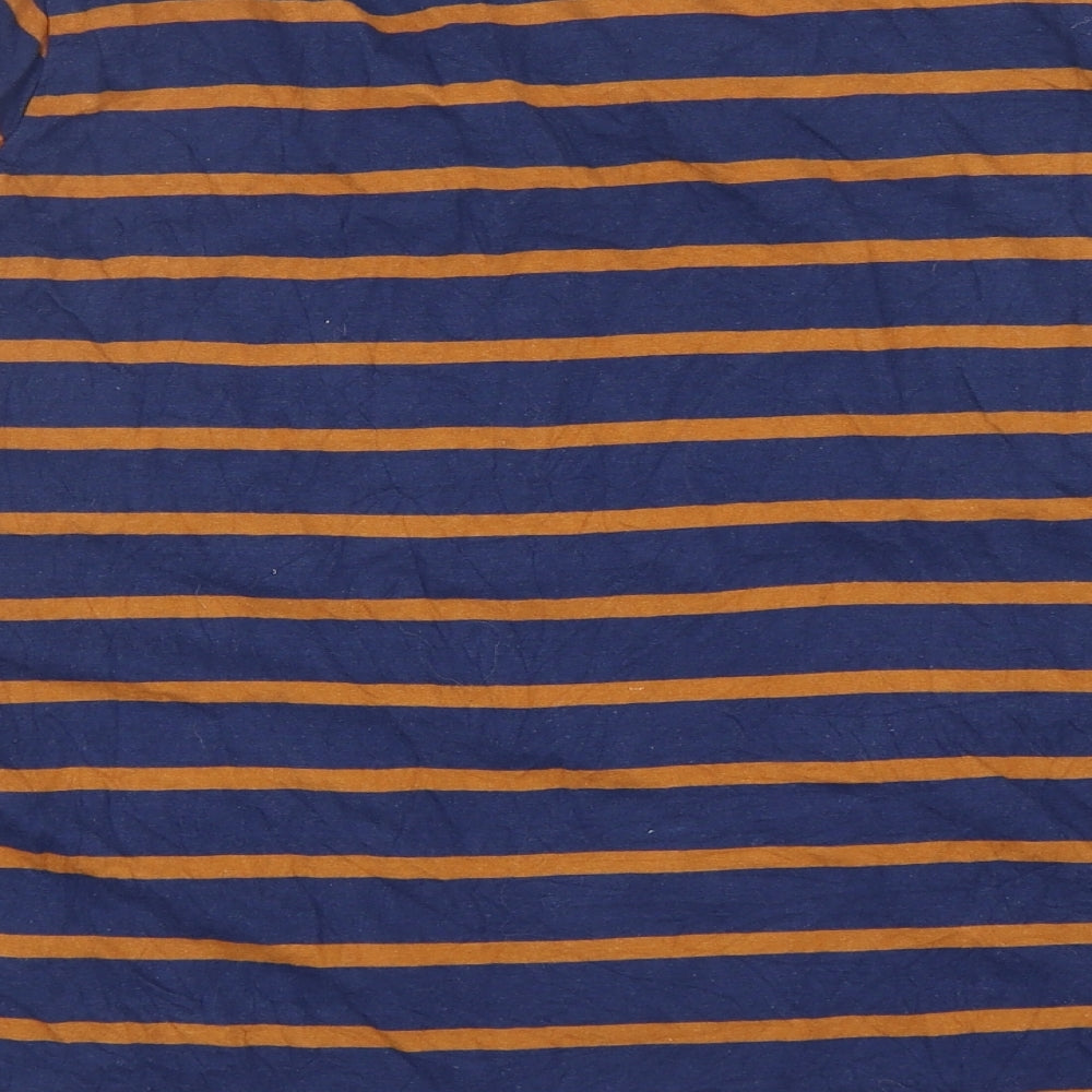 Julipa Womens Blue Striped Cotton Basic T-Shirt Size 22 Scoop Neck - Eyelet Detail
