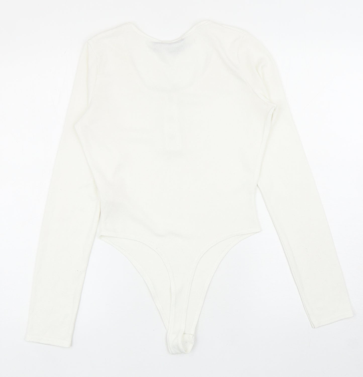 Boohoo Womens White Polyester Bodysuit One-Piece Size 10 L11 in Snap