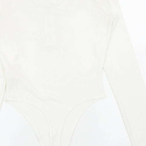 Boohoo Womens White Polyester Bodysuit One-Piece Size 10 L11 in Snap