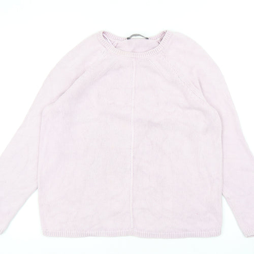 Marks and Spencer Womens Purple Round Neck Cotton Pullover Jumper Size 12