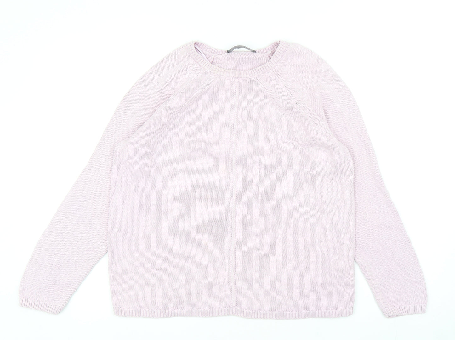 Marks and Spencer Womens Purple Round Neck Cotton Pullover Jumper Size 12