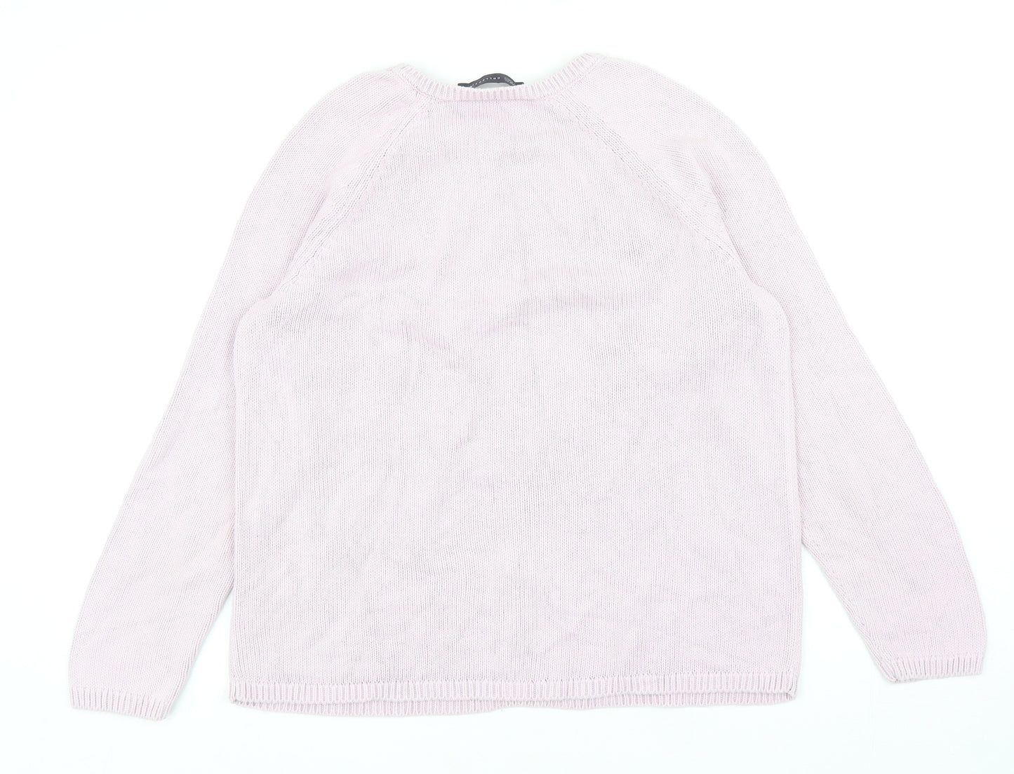 Marks and Spencer Womens Purple Round Neck Cotton Pullover Jumper Size 12