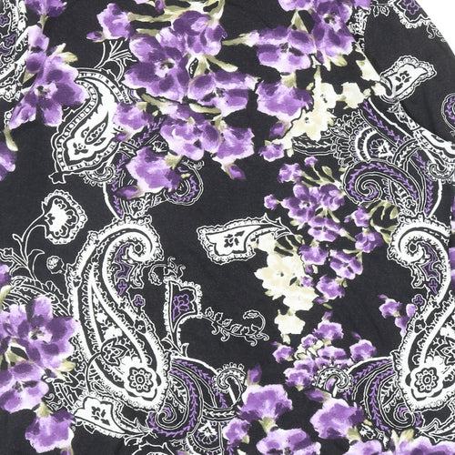Karen Scott Womens Black Paisley Cotton Basic Blouse Size XL V-Neck - Floral pattern
