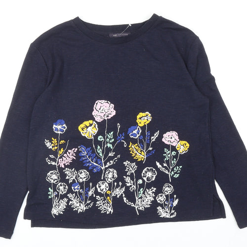 Marks and Spencer Womens Blue Floral Polyester Pullover Sweatshirt Size 10 Pullover