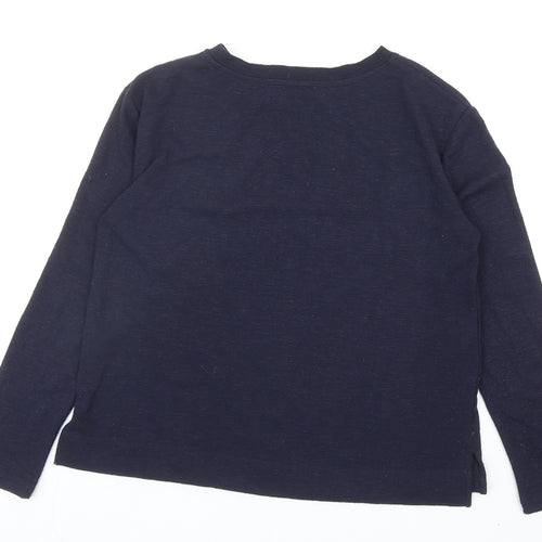 Marks and Spencer Womens Blue Floral Polyester Pullover Sweatshirt Size 10 Pullover