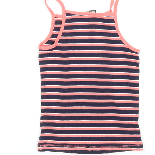 George Girls Multicoloured Striped Cotton Basic Tank Size 7-8 Years Square Neck Pullover