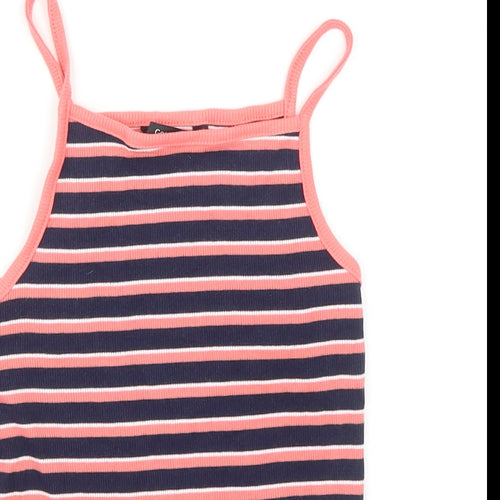 George Girls Multicoloured Striped Cotton Basic Tank Size 7-8 Years Square Neck Pullover