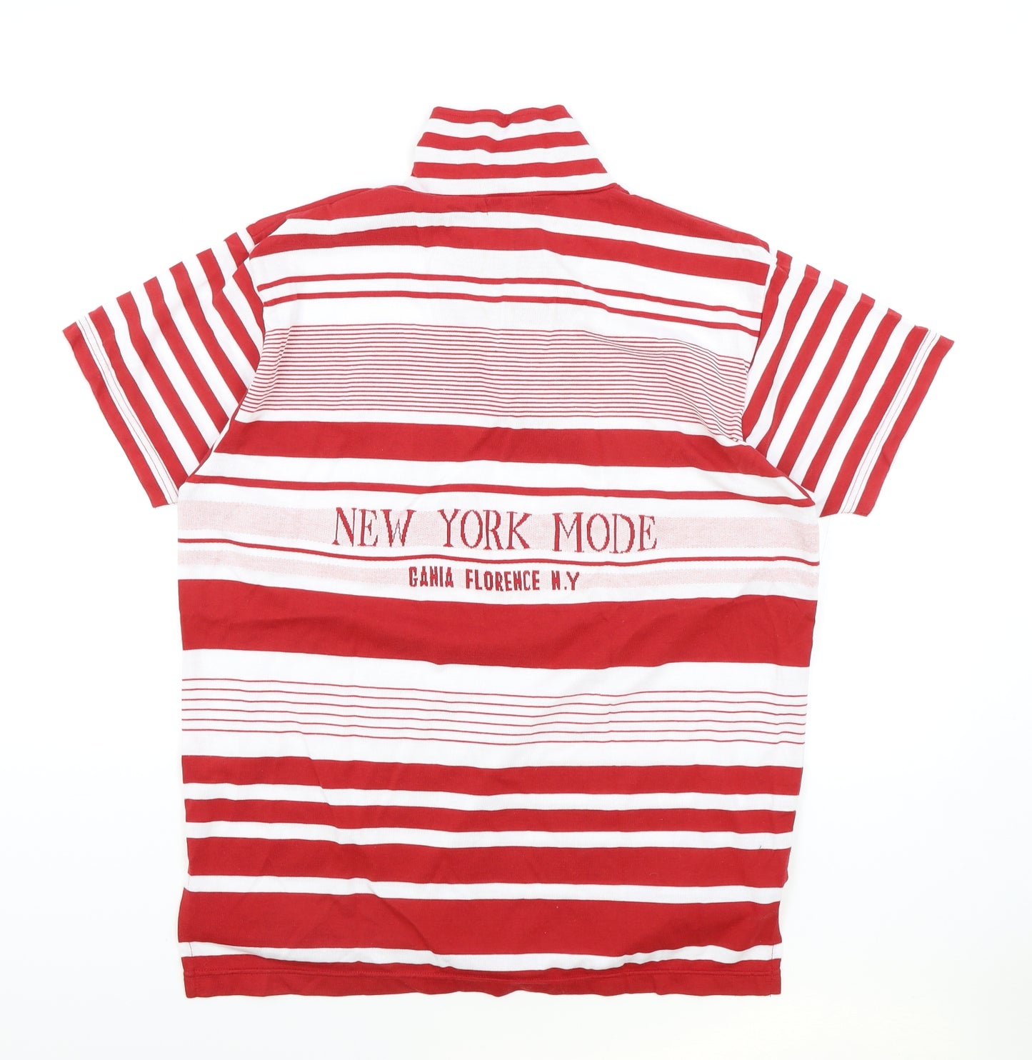Gania Florence Womens Red Striped Polyester Basic T-Shirt Size 10 High Neck - New York