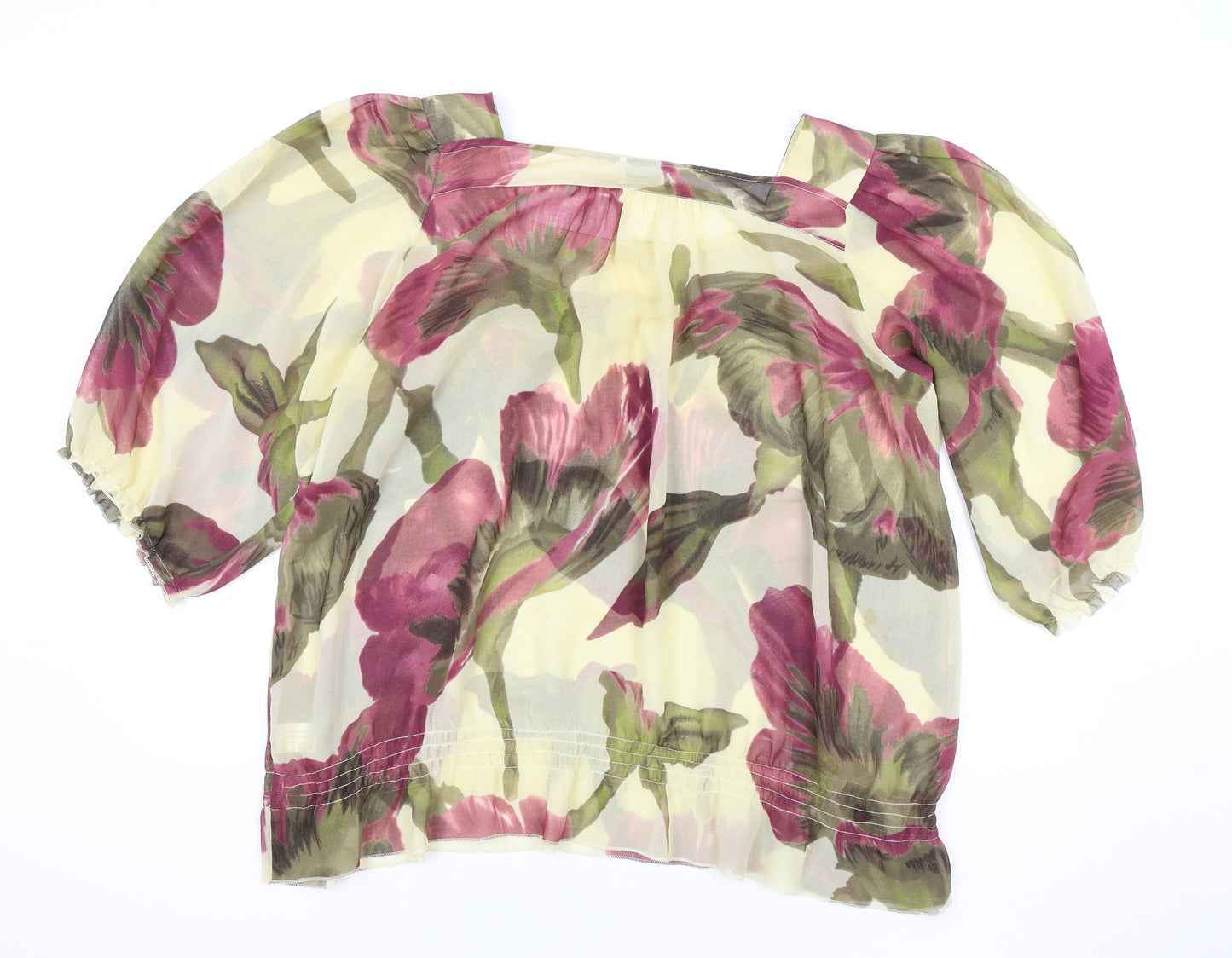 Victoria Layne Womens Beige Floral Polyester Basic Blouse Size 20 Square Neck