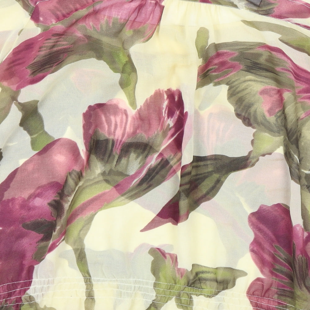 Victoria Layne Womens Beige Floral Polyester Basic Blouse Size 20 Square Neck