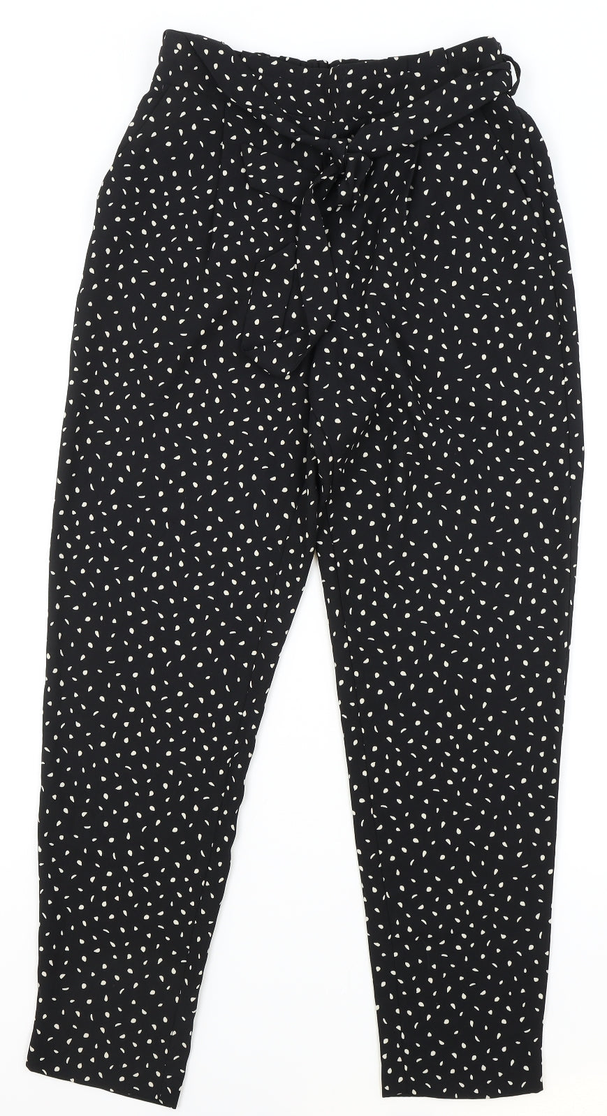 Marks and Spencer Womens Beige Polka Dot Polyester Bloomer Trousers Size 10 L28 in Regular Tie