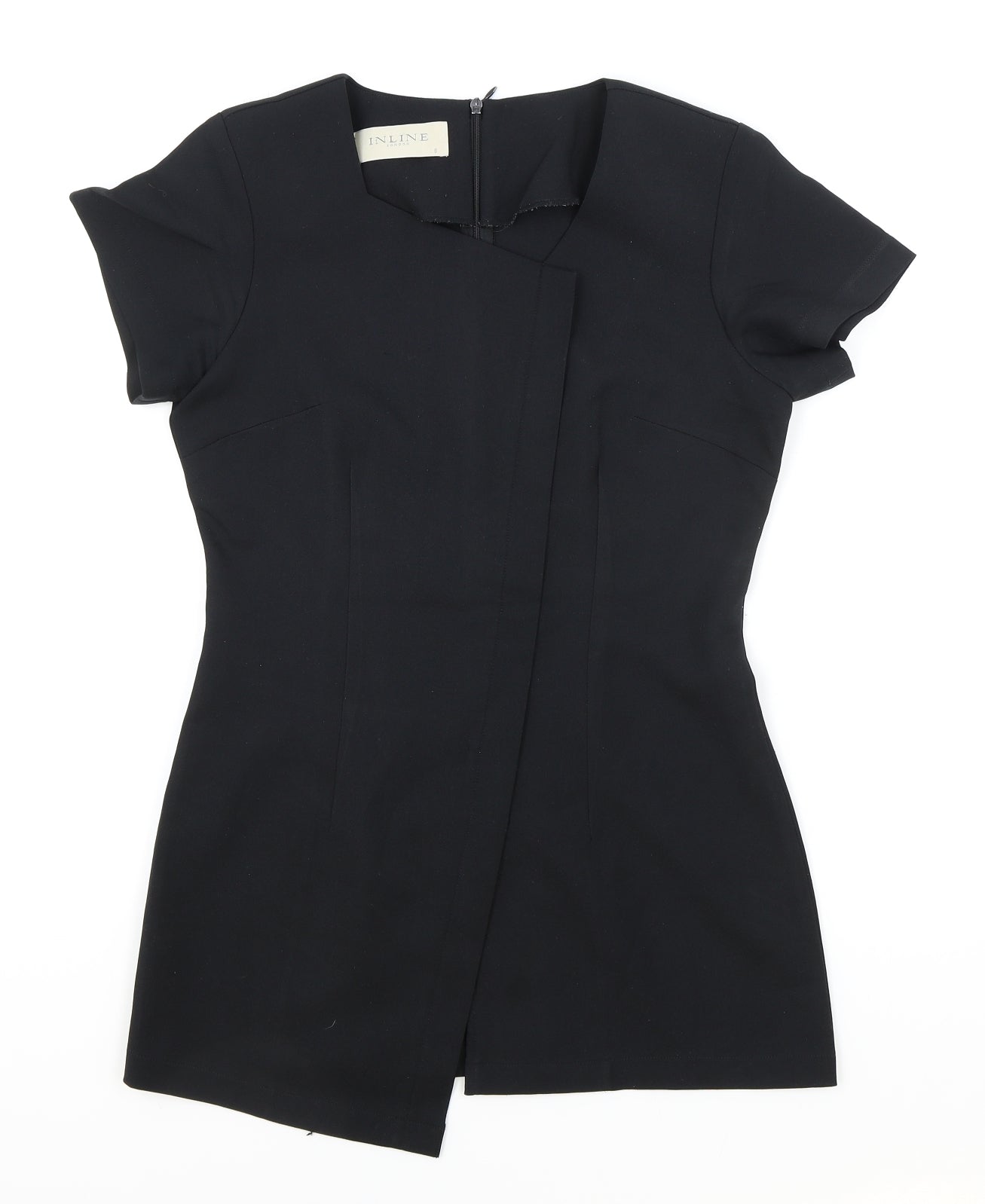 Inline London Womens Black Polyester Tunic Blouse Size 8 Square Neck