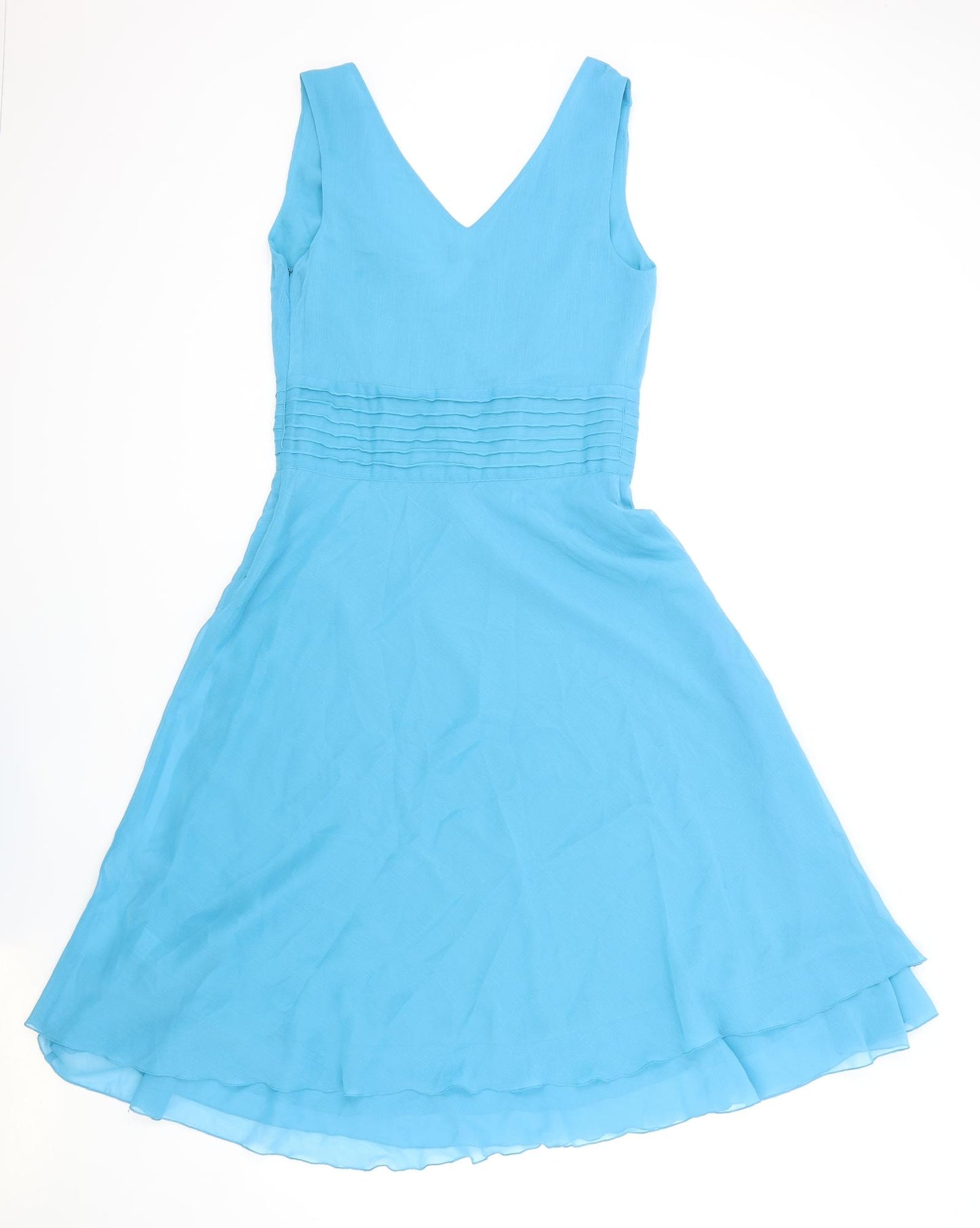 South Womens Blue Polyester Fit & Flare Size 10 V-Neck Zip