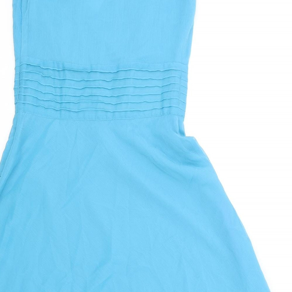 South Womens Blue Polyester Fit & Flare Size 10 V-Neck Zip