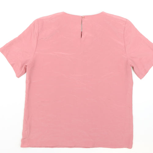 Lauren Lee Womens Pink Polyester Basic Blouse Size S Round Neck